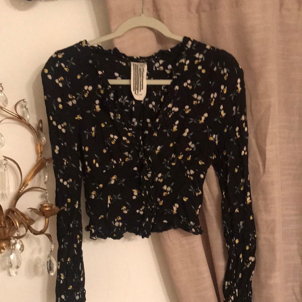Free People Black Blouse